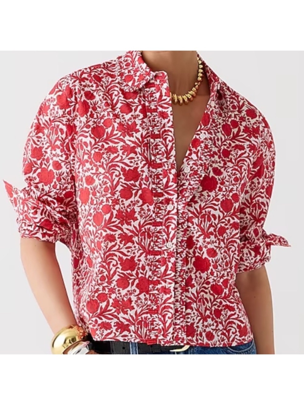 J. Crew Cropped Garcon Button Up Shirt in Liberty Sambourne Fabric Size 6 - Picture 2 of 10